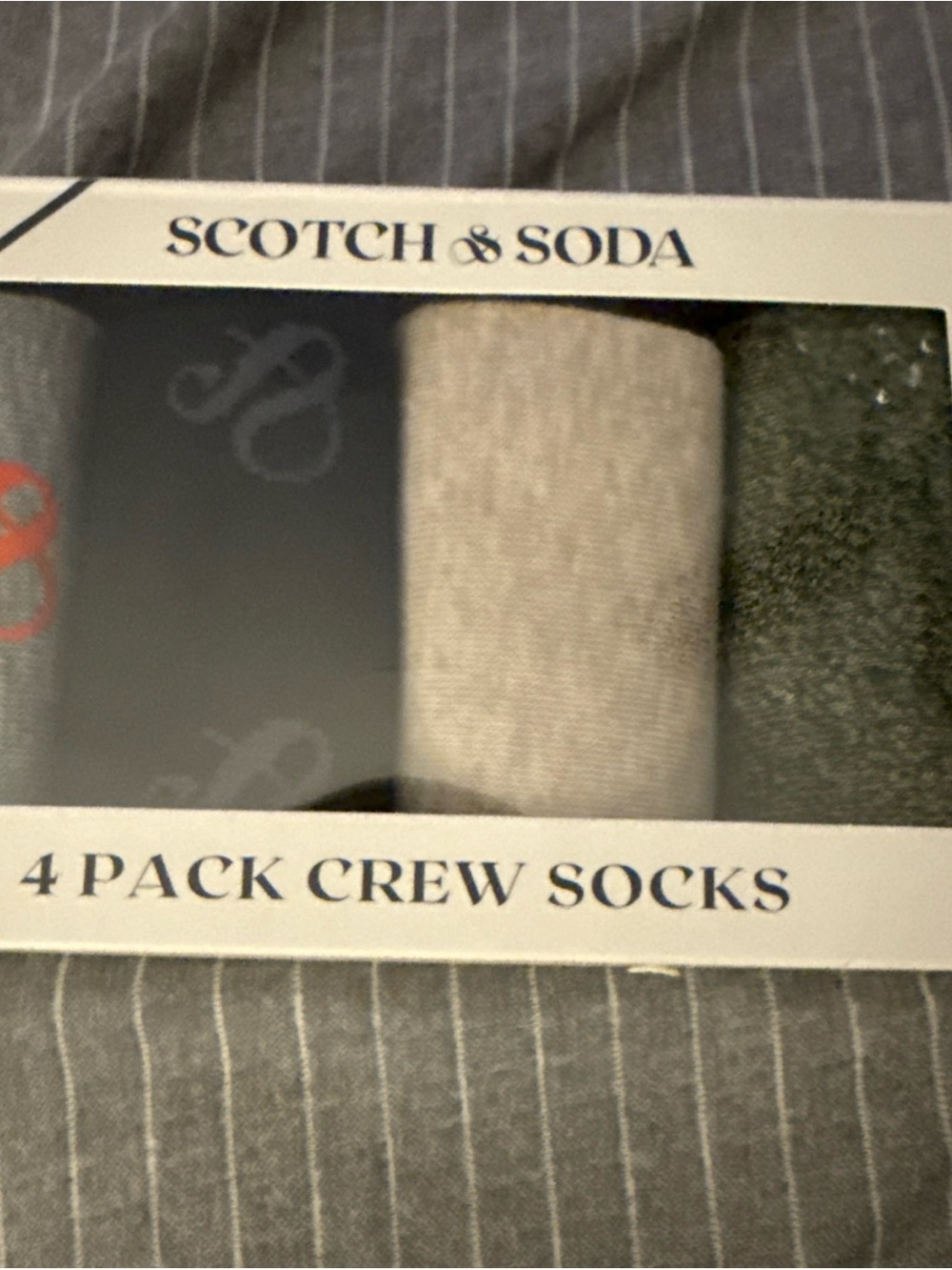 Scotch & Soda 4-Pack Crew Socks - Black, Light Gray, Olive Green